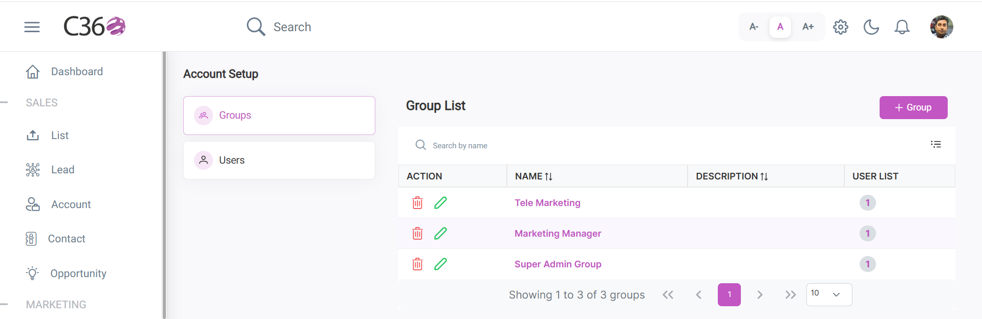 Group List View