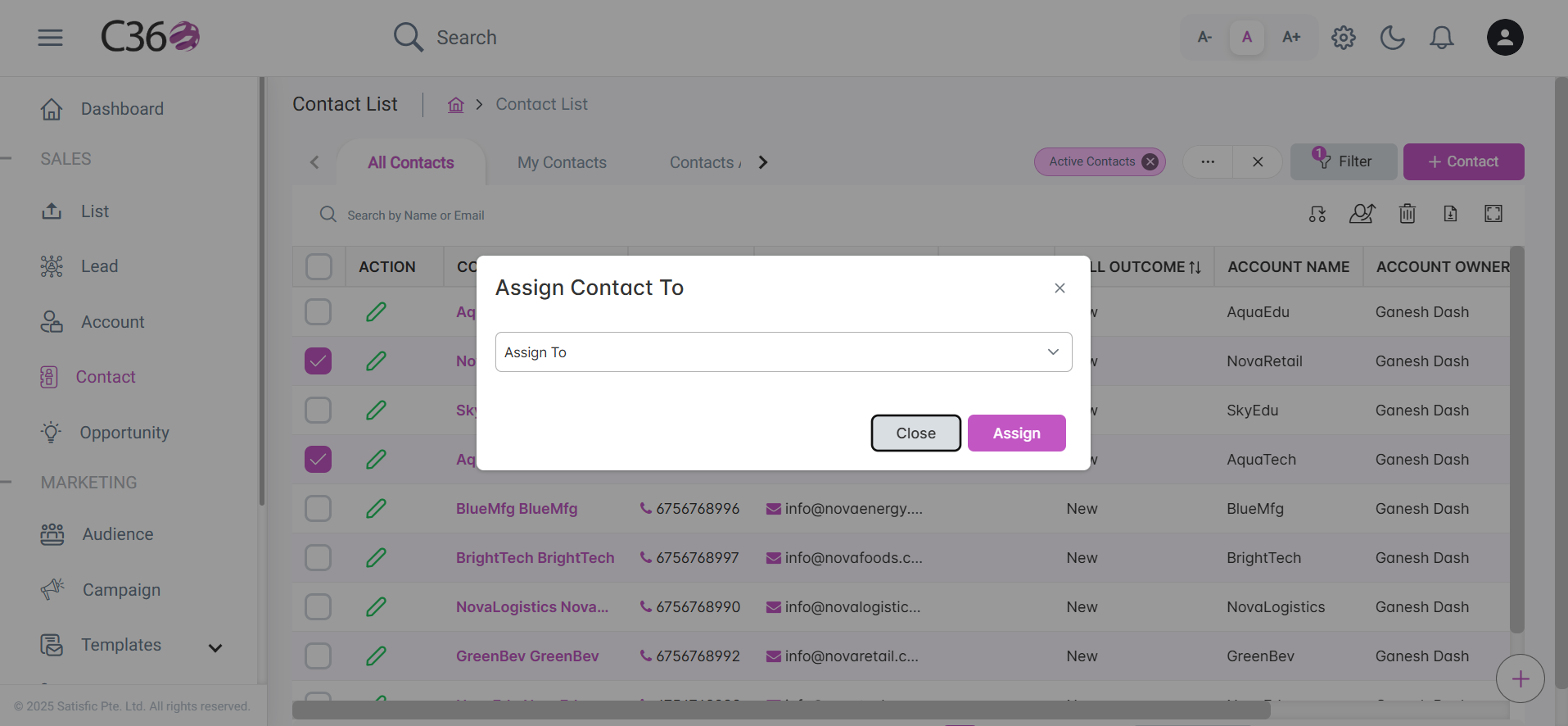 Assign contacts