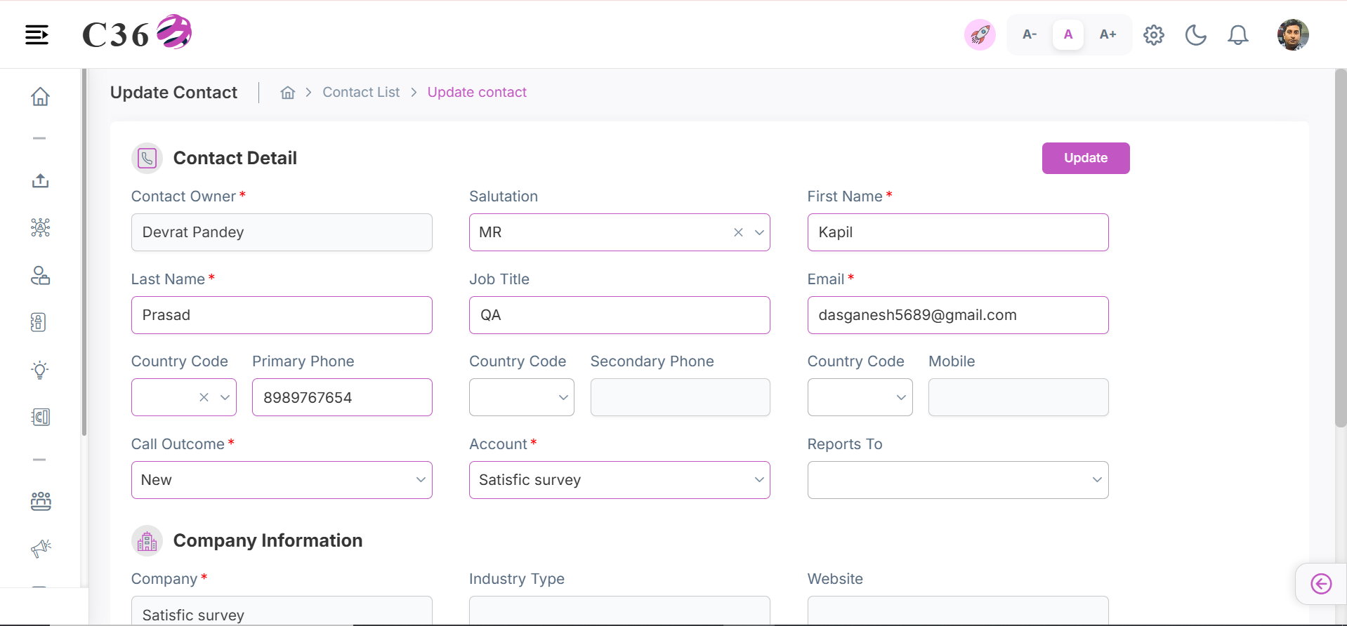 Edit contact