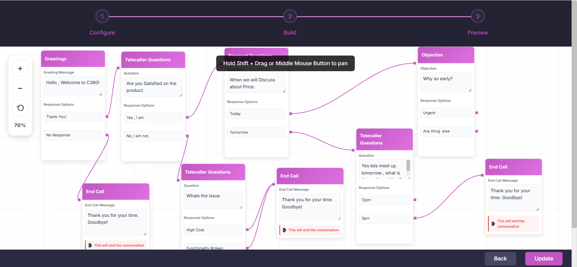 Edit script interface