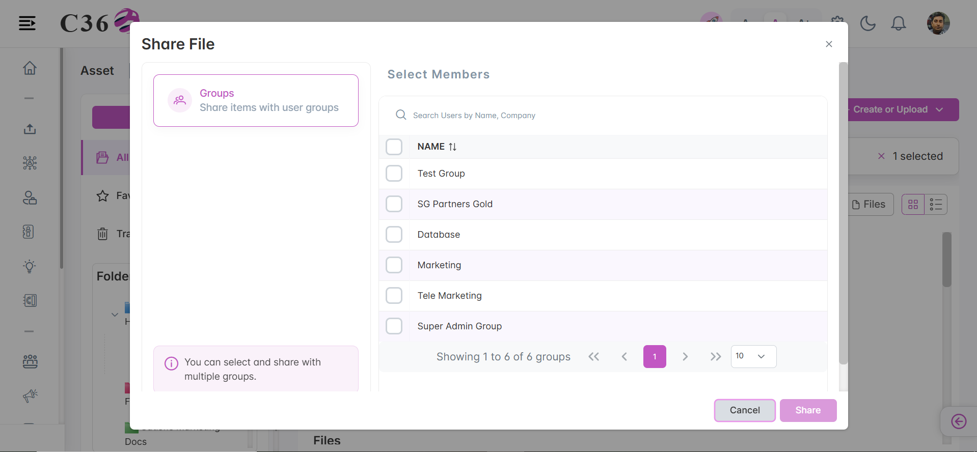 Sharing Assets with Groups