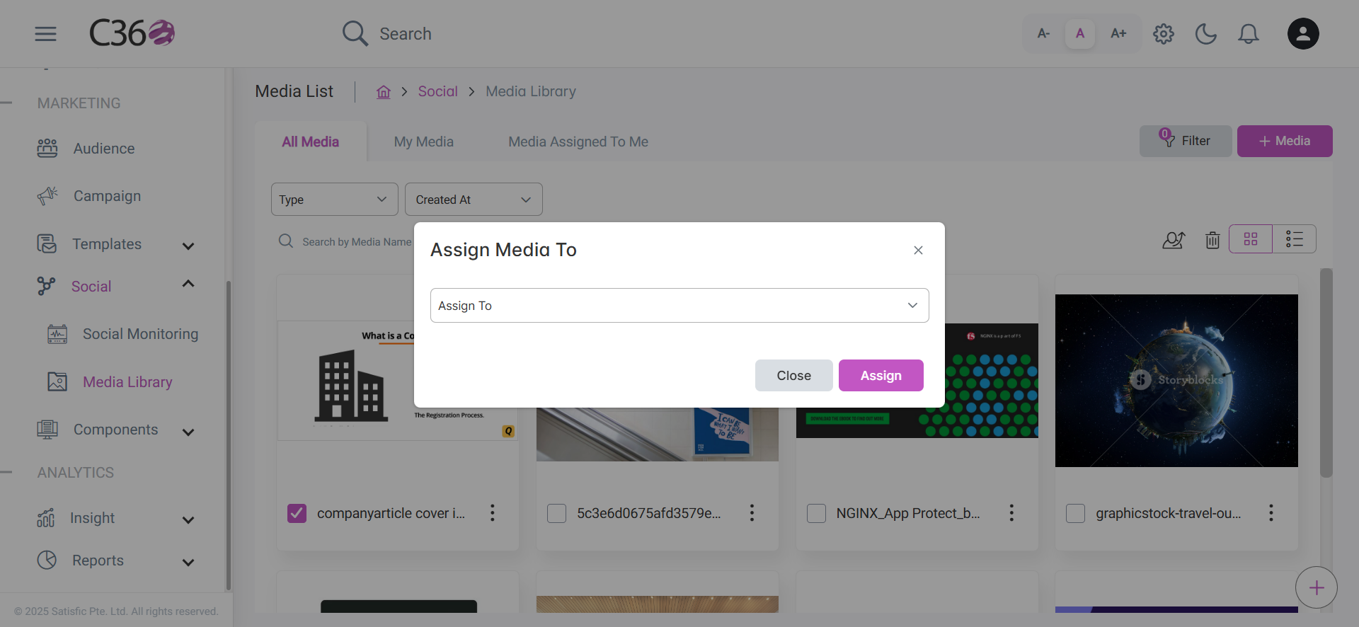 Assigning media to groups