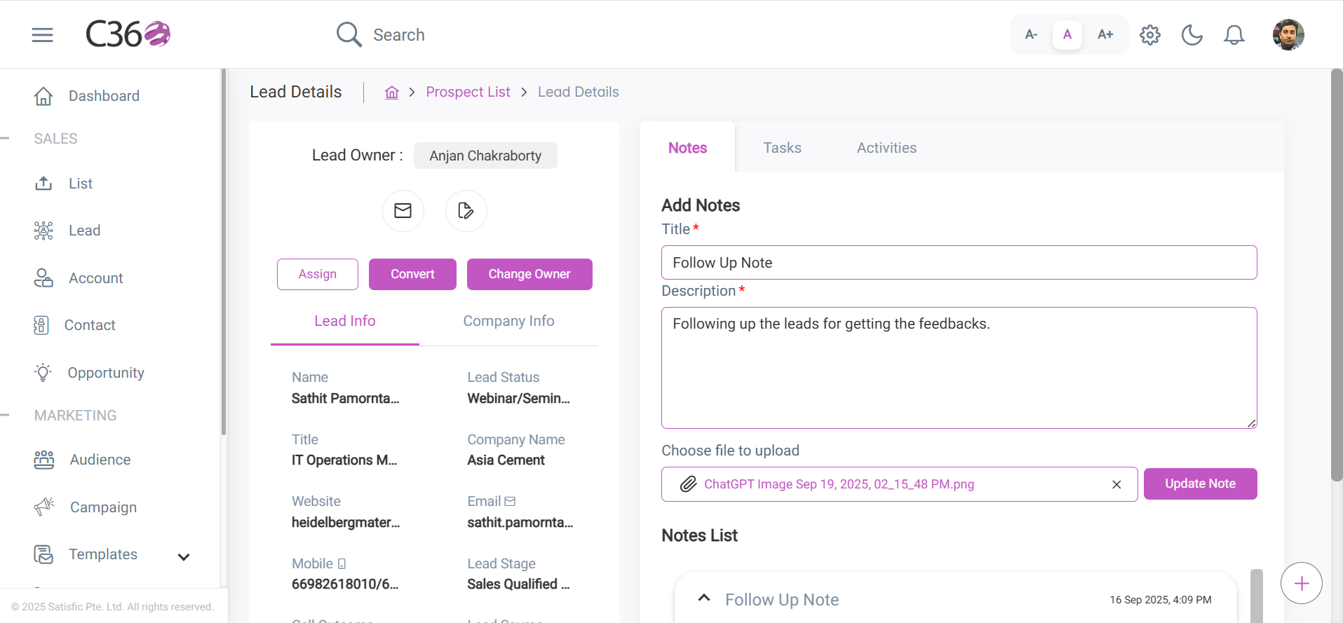 Managing note attachments