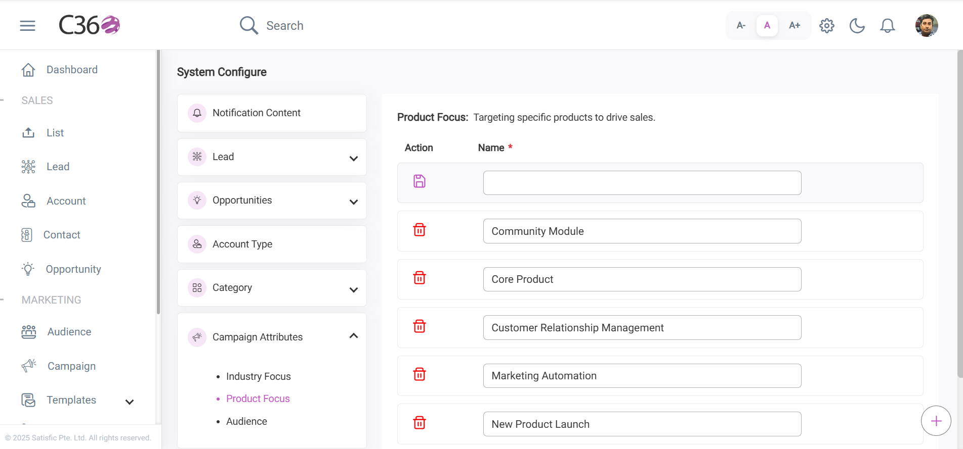 Manage Campaign Product Type