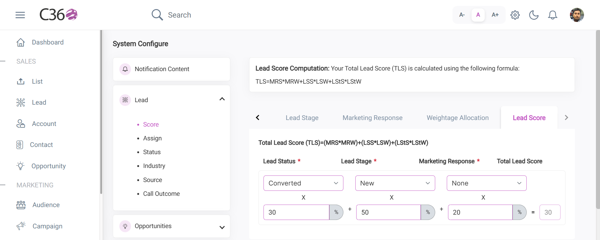 Lead Score Calculation